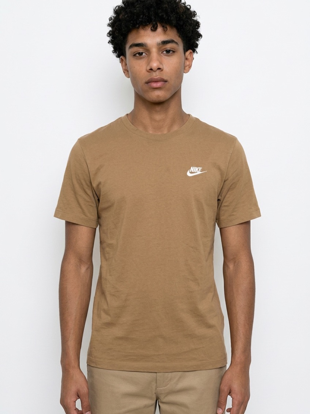 NIKE | Short Sleeve Tan Embroidered Logo Crewneck T-Shirt Men’s Size Small